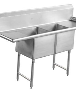 Two compartment stainless steel sink