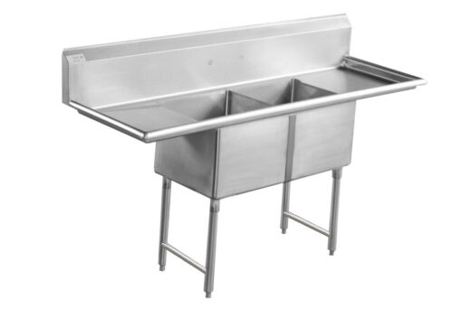 Two compartment stainless steel sink