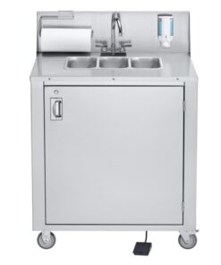 Crown Verity CVPHS-3 Triple Bowl Portable Hand Sink Cart